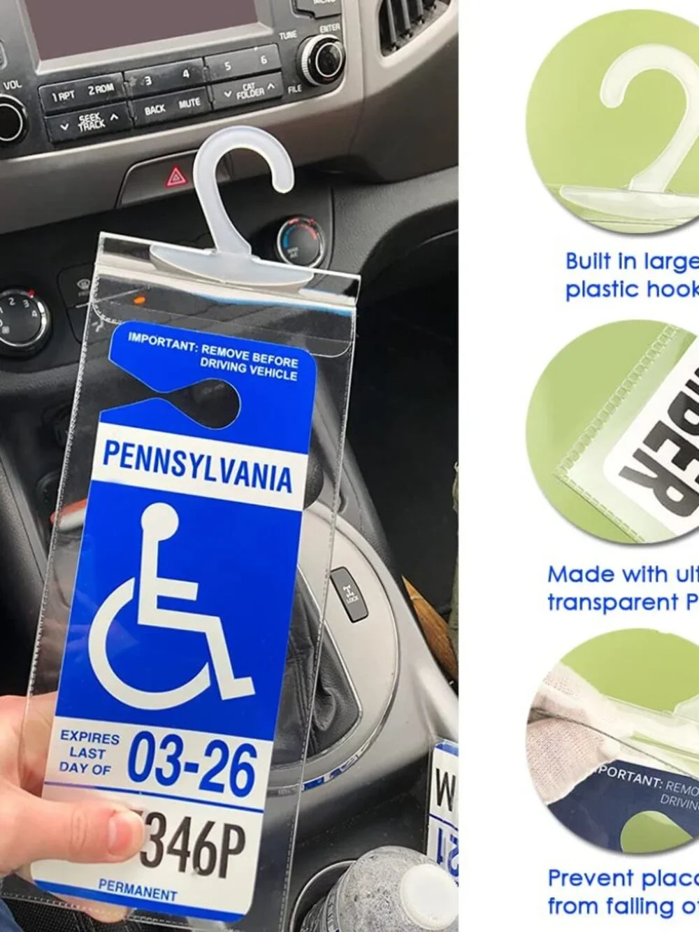 Handicap Parking Placard Holder, Ultra Transparent Disabled Permit Protective Co